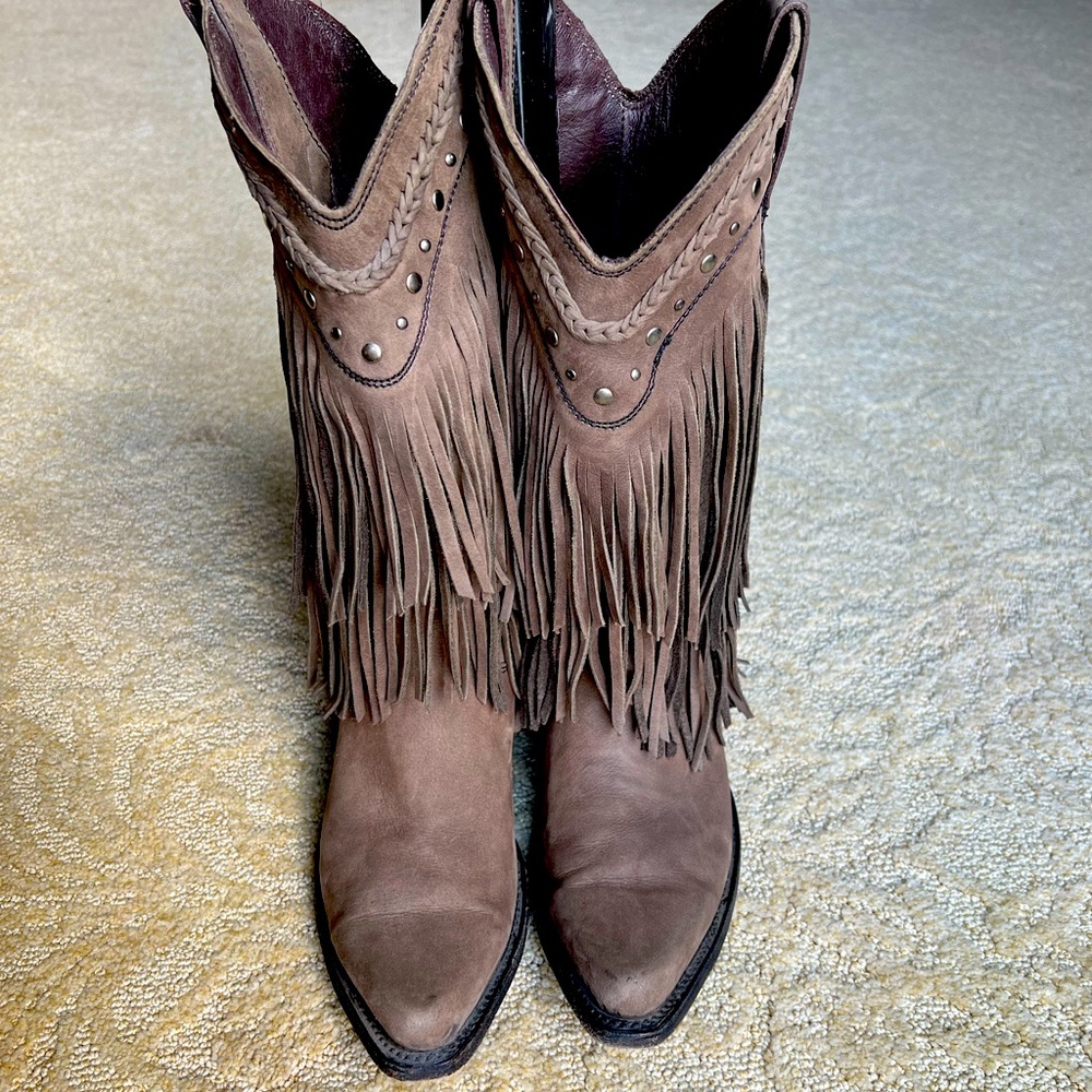 Leather Fringe Cowboy Boots